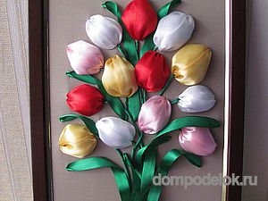 Тюльпаны из атласных лент