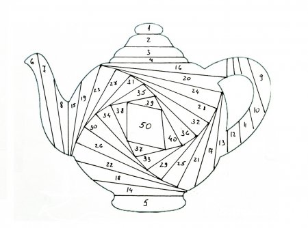 Открытка с чайничком, выполненная в технике айрис-фолдинг
