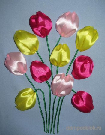 Тюльпаны из атласных лент