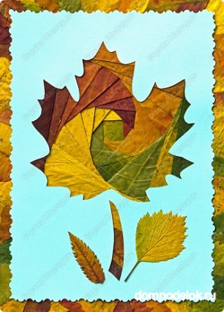 Открытка из осенних листьев