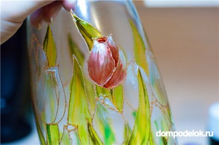 Роспись стеклянной вазы
