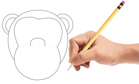 Картинка "Смешная обезьянка", выполненная карандашом и красками