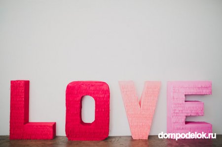Объемные буквы из картона на День влюбленных