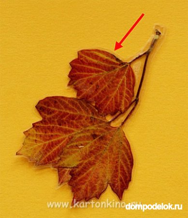 Открытка гербарий из желтых листьев "С днем учителя"