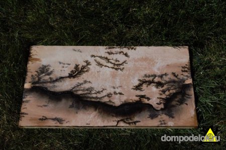 Картина «Молния» на доске в технике выжигание по дереву