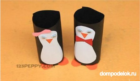Пингвины склеенные из разноцветного картона
