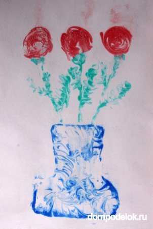 Рисунок Букет Роз пеной для бритья на бумаге