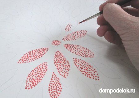 Картина «Абстрактные цветы» в технике пуантилизм